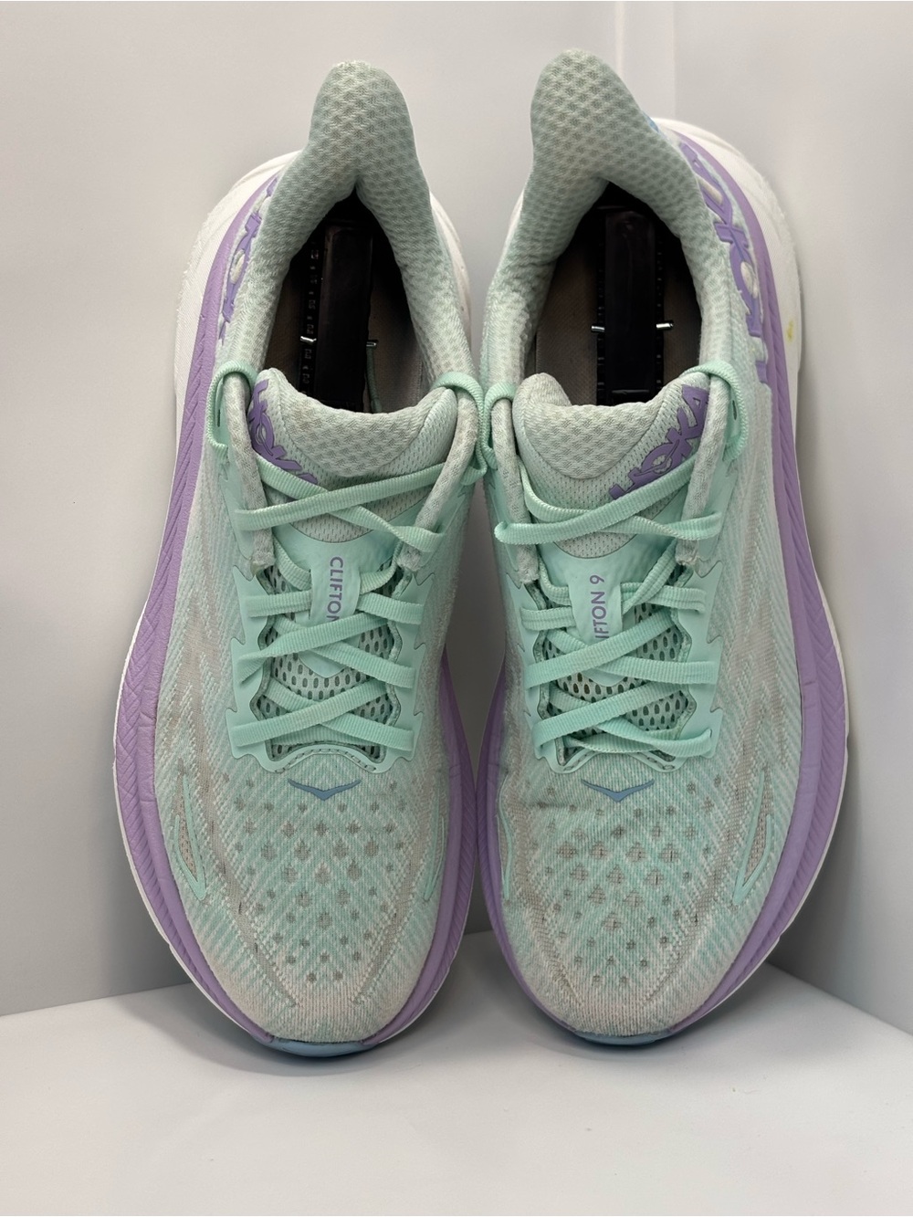 Hoka Clifton 9 Women's Size 10B Running Shoes Mint Green/Purple/White Sneakers - Picture 8 of 16